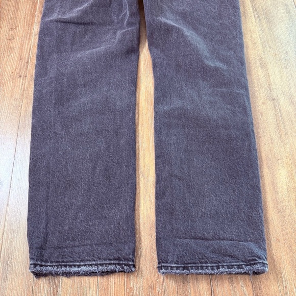 Abercrombie & Fitch The Dad High Rise Straight Leg Jeans Black Torn Ripped Knee - Picture 12 of 12